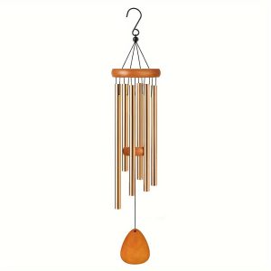 Sonic metal pipe, wind chimes, black, gold, soothing melodic wind chimes, perfect for outdoor, garden, yard decoration, Christmas, Halloween for family and relatives (27 ft)