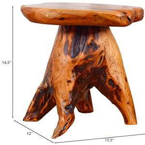 Organized-life Live Edge Wood Stool, Cedar Side Table, Tree Stump Stool Live Edge, Plant Stand, Nightstand For Garden, Yard, Living Room, Bedroom, Side Table, Sit Foot Stool, Small Lamp, Piece Of Art, Cedar Roots, Mushroom Stool