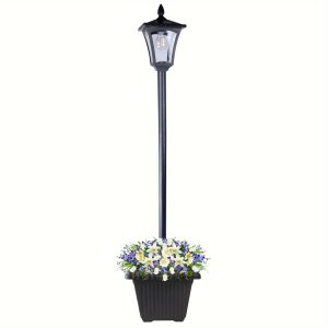 Solar Lamp Post Light With Planter Solar Pole Light Outdoor Waterproof Solar Light Post Outside For Porch Yard Driveway Garden Patio Decor For Theme Park