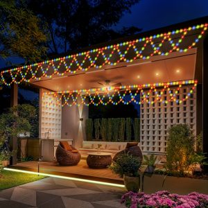 AMill 138-LED Outdoor Cross Semicircle String Lights - USB Powered, 8 Lighting Modes for Christmas, Halloween, Weddings, Valentine's Day & Festive Parties, Multicolor