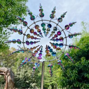 1pc Stainless Steel Magical Metal Windmill, Kinetic Metal Wind Spinners Steel Stake, Sculptures Move With The Wind