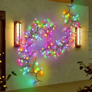 Willow Vine Solar Light, 1.8 Meters5.9 Feet, With 96 LEDs Colorful Fairy Lights, 8 Lighting Modes, Indooroutdoor Suitable for Christmas, Wedding, Bar, Coffee Salon, and Store Displays