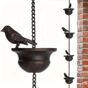 1 Piece 8 Birds Outdoor Patio Eaves Bird Rain Chain Wind Chime Decoration, Garden Statue Outdoor Decoration, Metal Crafts, Room Decoration, Home Decoration, Christmas Decoration, Indoor And Outdoor Garden Decoration.