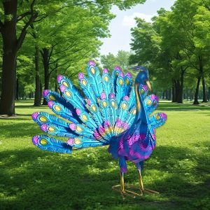 Metal Peacock Statue, Outdoor Realistic Peacock Yard Art Garden Statue Decor For Lawn Patio Home Decorations 3D Tail Spread Peacock