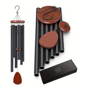 41-Inch Large Aluminum Wind Chimes for Patio, Zen Ambiance Gift for Mom, Outdoor Wind Catcher, Black